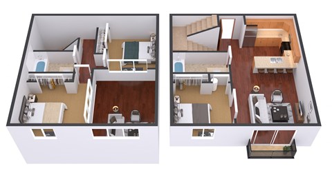 Floor plan for 3 beds, 2 baths, 1095 sqft